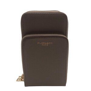 Flora & Co Taupe Faux Leather Triple Compartment Phone Crossbody